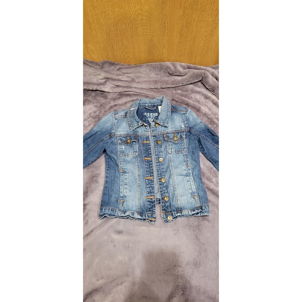 GUESS Youth Size M (10-12) Denim Jean Jacket Classic Button Front Casual